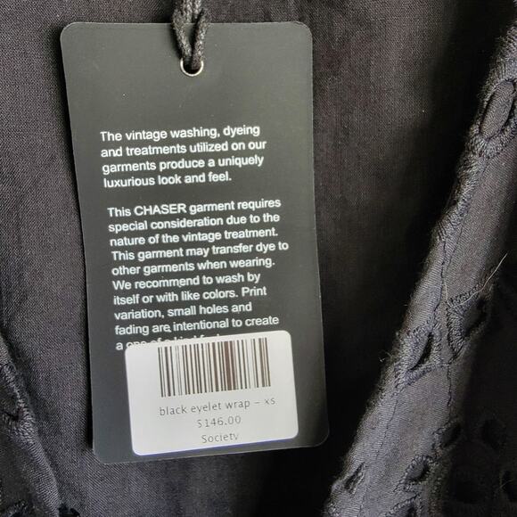 Chaser Cassia Black Eyelet Mini Wrap Dress - Picture 5 of 5